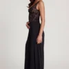 Pantalon large taille moyenne en jersey doux Zafira, noir