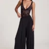 Pantalon large taille moyenne en jersey doux Zafira, noir