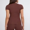 Pantalon large taille moyenne Nour Tall, couleur chocolat