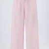 Pantalon Piran en popeline de coton à jambes larges, rayures roses Pantalon Piran en popeline de coton à jambes larges, rayures roses