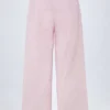 Pantalon Piran en popeline de coton à jambes larges, rayures roses Pantalon Piran en popeline de coton à jambes larges, rayures roses