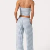 Pantalon taille basse en jersey côtelé à rayures bleues Pantalon taille basse en jersey côtelé à rayures bleues