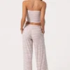 Pantalon taille basse en jersey côtelé à rayures roses Pantalon taille basse en jersey côtelé à rayures roses