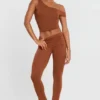 Pantalon taille moyenne Anona en mélange de modal et de cachemire, couleur marron châtaigne