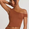 Pantalon taille moyenne Anona en mélange de modal et de cachemire, couleur marron châtaigne