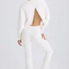 Pantalon évasé en jersey de coton texturé, blanc