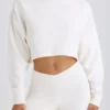Pantalon évasé en jersey de coton texturé, blanc