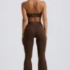 Pantalon évasé froncé en jersey brossé, couleur Pecan marbré Pantalon évasé froncé en jersey brossé, couleur Pecan marbré