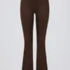 Pantalon évasé froncé en jersey brossé, couleur Pecan marbré Pantalon évasé froncé en jersey brossé, couleur Pecan marbré