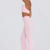 Pantalon évasé froncé en jersey brossé, rose pâle chiné