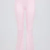 Pantalon évasé froncé en jersey brossé, rose pâle chiné