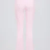 Pantalon évasé froncé en jersey brossé, rose pâle chiné