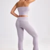 Pantalon évasé à revers en maille épaisse, couleur lavande poudrée Pantalon évasé à revers en maille épaisse, couleur lavande poudrée