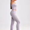 Pantalon évasé à revers en maille épaisse, couleur lavande poudrée Pantalon évasé à revers en maille épaisse, couleur lavande poudrée