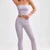Pantalon évasé à revers en maille épaisse, couleur lavande poudrée Pantalon évasé à revers en maille épaisse, couleur lavande poudrée