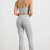 Pantalon évasé à revers en maille épaisse, gris chiné Pantalon évasé à revers en maille épaisse, gris chiné