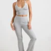 Pantalon évasé à revers en maille épaisse, gris chiné Pantalon évasé à revers en maille épaisse, gris chiné