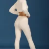 Pantalon évasé à revers en maille torsadée, couleur crème Pantalon évasé à revers en maille torsadée, couleur crème