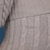 Pantalon évasé à revers en maille torsadée, gris chiné Pantalon évasé à revers en maille torsadée, gris chiné
