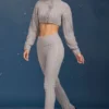 Pantalon évasé à revers en maille torsadée, gris chiné Pantalon évasé à revers en maille torsadée, gris chiné
