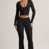 Pantalon évasé à revers en modal côtelé Jules, noir Pantalon évasé à revers en modal côtelé Jules, noir