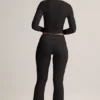 Pantalon évasé à revers en modal côtelé Jules, noir Pantalon évasé à revers en modal côtelé Jules, noir