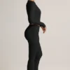 Pantalon évasé à revers en modal côtelé Jules, noir Pantalon évasé à revers en modal côtelé Jules, noir