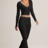 Pantalon évasé à revers en modal côtelé Jules, noir Pantalon évasé à revers en modal côtelé Jules, noir