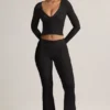 Pantalon évasé à revers en modal côtelé Jules, noir Pantalon évasé à revers en modal côtelé Jules, noir