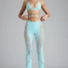 Pantalon évasé à taille mi-haute orné Stevie, bleu glacier