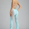 Pantalon évasé à taille mi-haute orné Stevie, bleu glacier