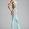 Pantalon évasé à taille mi-haute orné Stevie, bleu glacier