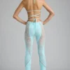 Pantalon évasé à taille mi-haute orné Stevie, bleu glacier