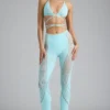 Pantalon évasé à taille mi-haute orné Stevie, bleu glacier
