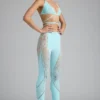 Pantalon évasé à taille mi-haute orné Stevie, bleu glacier