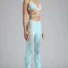 Pantalon évasé à taille mi-haute orné Stevie, bleu glacier