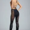 Pantalon évasé à taille mi-haute orné Stevie en noir