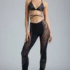 Pantalon évasé à taille mi-haute orné Stevie en noir