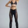 Pantalon évasé à taille mi-haute orné Stevie en noir