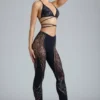 Pantalon évasé à taille mi-haute orné Stevie en noir