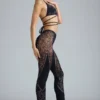 Pantalon évasé à taille mi-haute orné Stevie en noir