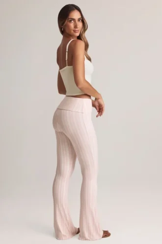 Pantalon évasé taille mi-haute à revers en modal Bebe, imprimé rayé