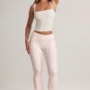 Pantalon évasé taille mi-haute à revers en modal Bebe, imprimé rayé Pantalon évasé taille mi-haute à revers en modal Bebe, imprimé rayé