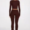 Pantalon évasé taille moyenne en modal Philippa, couleur chocolat Pantalon évasé taille moyenne en modal Philippa, couleur chocolat