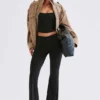 Pantalon évasé taille moyenne Patsy en modal noir Pantalon évasé taille moyenne Patsy en modal noir