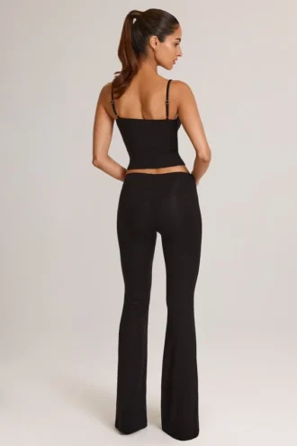 Pantalon évasé taille moyenne Patsy en modal noir