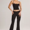 Pantalon évasé taille moyenne Patsy en modal noir Pantalon évasé taille moyenne Patsy en modal noir