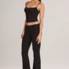 Pantalon évasé taille moyenne Patsy en modal noir Pantalon évasé taille moyenne Patsy en modal noir