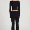 Pantalon évasé taille moyenne Vevina en modal noir Pantalon évasé taille moyenne Vevina en modal noir