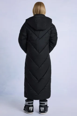 Parka longue imperméable à capuche, couleur noire